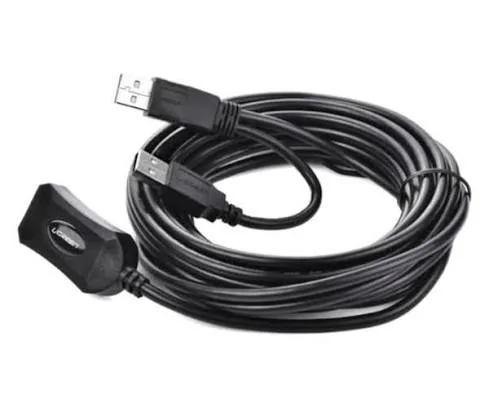 كابل تمديد يو إس بي نشط مكرر للإشارة يوجرين UGREEN USB 2.0 بطول 5 أمتار مع منفذ وكابل إمداد طاقة موديل 20213 (أسود)