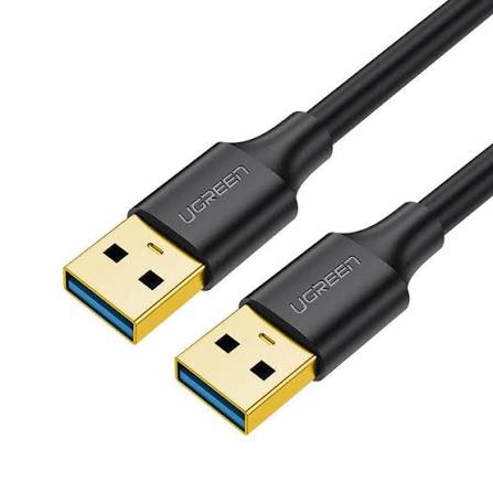 كابل يو إس بي فائق السرعة يوجرين UGREEN USB-A 3.0 من نوع ذكر إلى ذكر بطول 0.5 متر برؤوس مطلية بالذهب موديل 10369 (أسود)