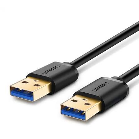 كابل يو إس بي فائق السرعة يوجرين UGREEN USB-A 3.0 من نوع ذكر إلى ذكر بطول 1 متر برؤوس مطلية بالذهب موديل 10370 (أسود)