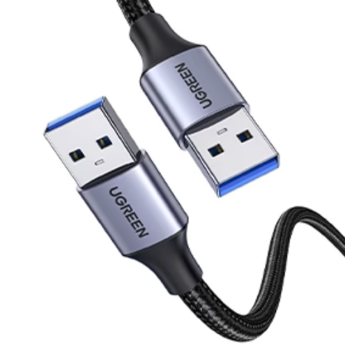 كابل يو إس بي فائق السرعة يوجرين UGREEN USB-A 3.0 ذكر إلى ذكر بهيكل ألمنيوم وسلك مضفر بطول 2 متر موديل 80791 (أسود)