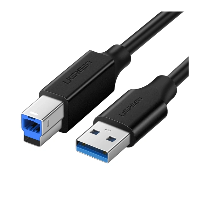 كابل طابعة وماسح ضوئي يو إس بي 3.0 يوجرين UGREEN AM to BM فائق السرعة بطول 1 متر موديل 30753 (أسود)