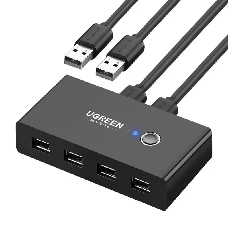 صندوق ومفتاح مشاركة يو إس بي يوجرين UGREEN 2 In 4 Out USB 2.0 لمشاركة 4 ملحقات بين كمبيوترين موديل 30767