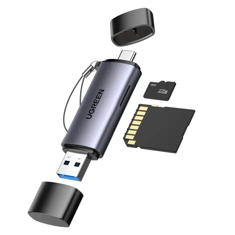 قارئ بطاقات ذاكرة يوجرين UGREEN ثنائي المنافذ يو إس بي سي و USB-A موديل 50706