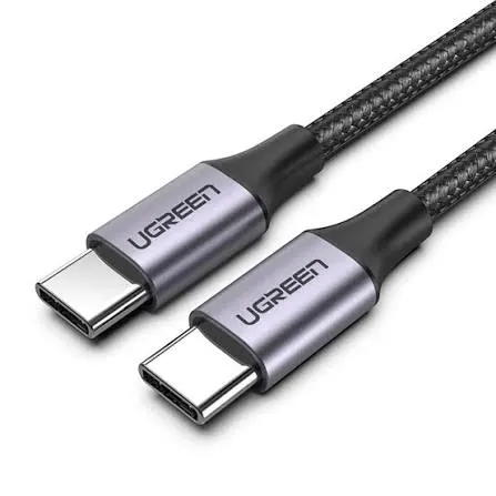 كابل يو إس بي سي 3.1 ذكر إلى ذكر يوجرين UGREEN برؤوس مطلية بالنيكل وهيكل ألمنيوم بطول 1.5 متر موديل 50751 (رمادي)