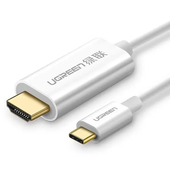 كابل عرض وشاشة يو إس بي سي إلى HDMI ذكر إلى ذكر يوجرين UGREEN بهيكل ABS بطول 1.5 متر موديل 30841 (أبيض)