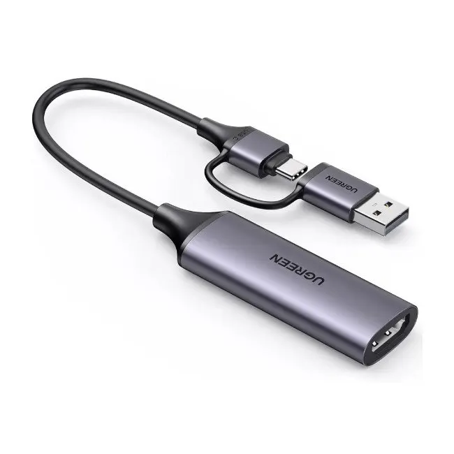 كرت وجهاز تسجيل وبث الفيديو عالي الدقة 1080P جديد يوجرين UGREEN USB بمنفذ مزدوج موديل 25854