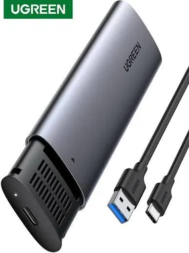 حاوية وكابينة قرص صلب خارجي يوجرين UGREEN M.2 NGFF SATA بسرعة 5Gbps مع كابل A إلى C بطول 50 سم موديل 10903