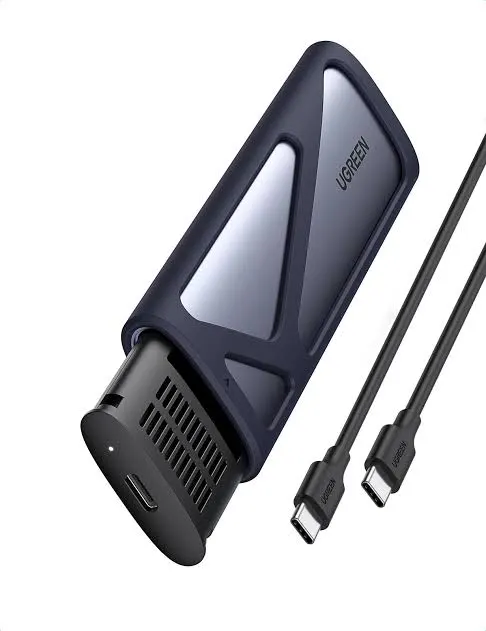 حاوية وكابينة قرص صلب يوجرين UGREEN M.2 NVMe M-Key بسرعة 10Gbps مع كابل C إلى C بطول 50 سم موديل 10902