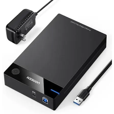 صندوق وكابينة هارد ديسك خارجي مكتبي 3.5 بوصة يوجرين UGREEN USB 3.0 مع محول طاقة جداري EU موديل 50422