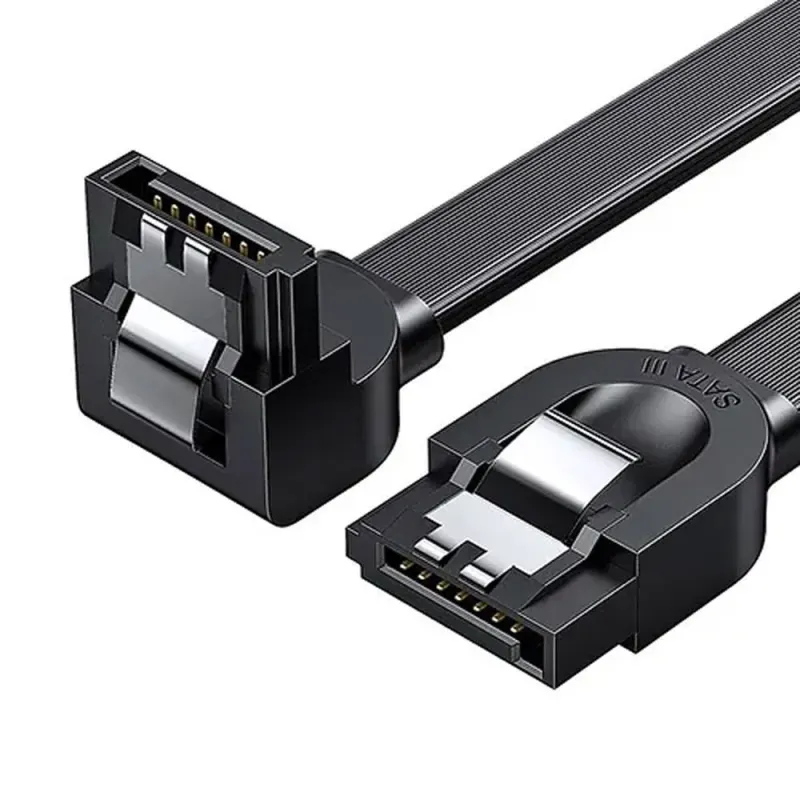 كابل بيانات داخلي ساتا 3 بزاوية قائمة يوجرين UGREEN Angled SATA 3.0 بطول 0.5 متر موديل 30797 (أسود)