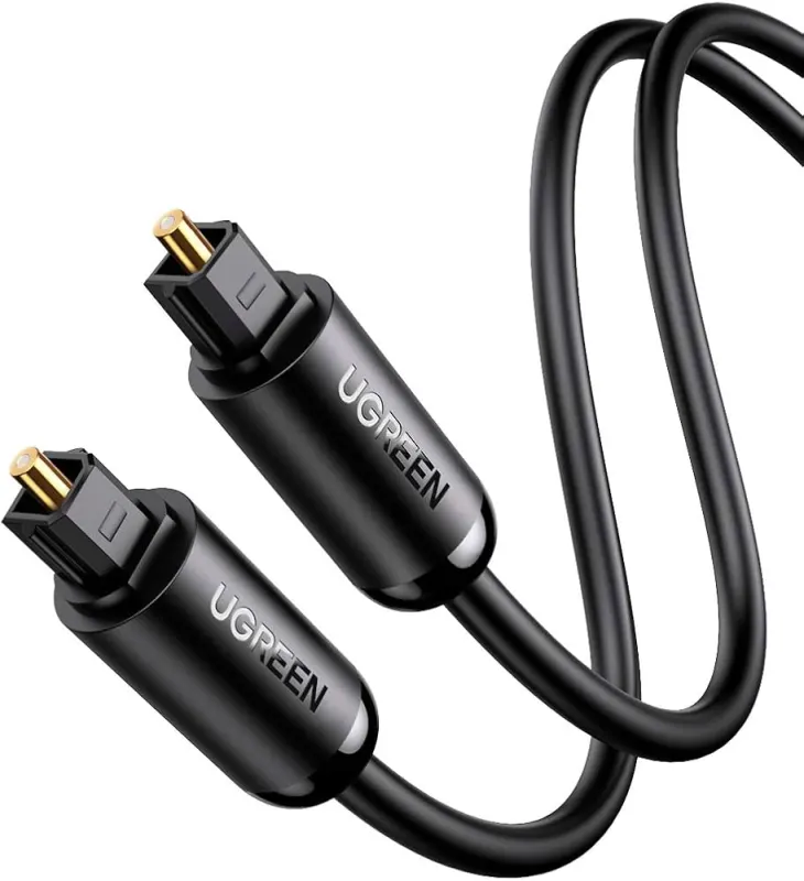 كابل صوت ألياف بصرية رقمي أوبتيكال يوجرين UGREEN Toslink SPDIF لنقل الصوت فائق النقاء (متوفر بعدة خيارات أطوال من 1م إلى 3 أمتار) - أسود