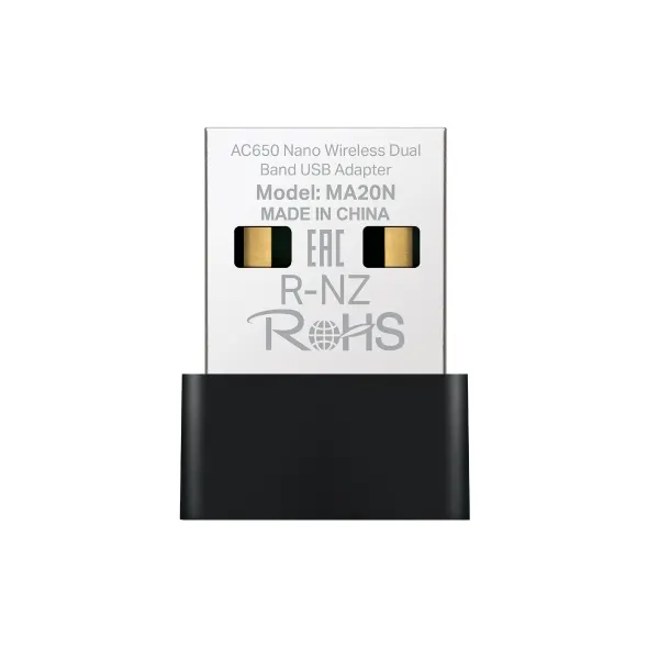 لاقط وكارت واي فاي يو إس بي نانو ثنائي النطاق ميركوسيس MERCUSYS AC650 Dual Band موديل MA20N