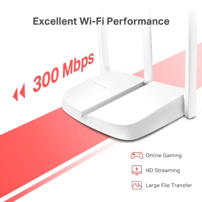 راوتر لاسلكي متعدد الأوضاع ميركوسيس MERCUSYS MW306R بسرعة 300Mbps بثلاثة هوائيات خارجية