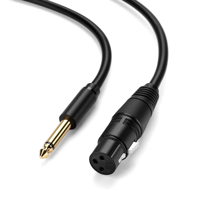 كابل صوت ومايكروفون احترافي يوجرين UGREEN بمقبس 6.35 مم إلى XLR أنثى كانون (متوفر بعدة خيارات أطوال من 2م إلى 5 أمتار) - أسود