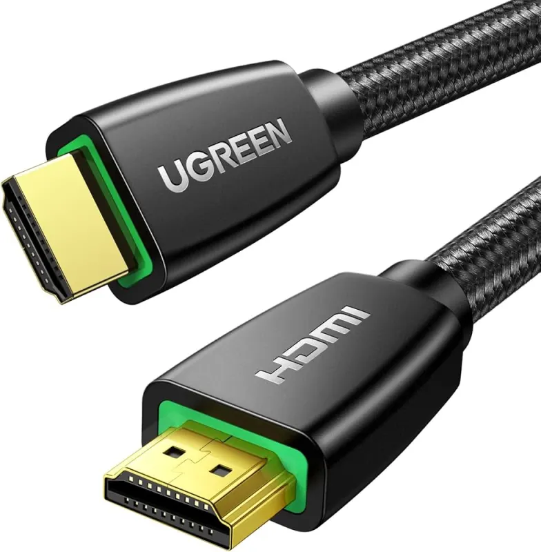 كابل شاشة HDMI 2.0 فاخر يوجرين UGREEN بهيكل معدني وسلك نايلون مضفر يدعم 4K @ 60Hz مع HDR (متوفر بعدة خيارات أطوال من 1م إلى 15 متراً) - أسود