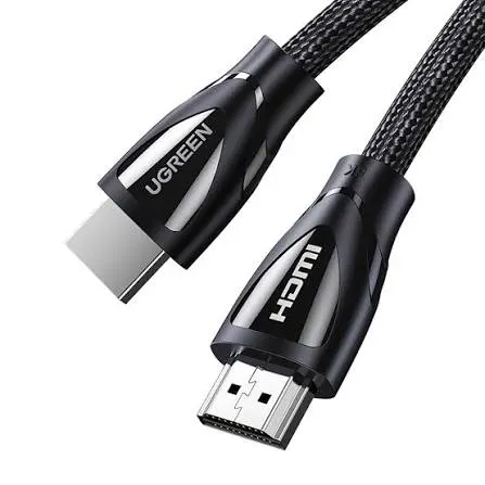 كابل شاشة وعرض HDMI 2.1 فائق السرعة يوجرين UGREEN بسلك مضفر يدعم دقة 8K @ 60Hz و 4K @ 120Hz للألعاب والكونسول (متوفر بعدة خيارات أطوال من 0.5م إلى 5 أمتار) - أسود