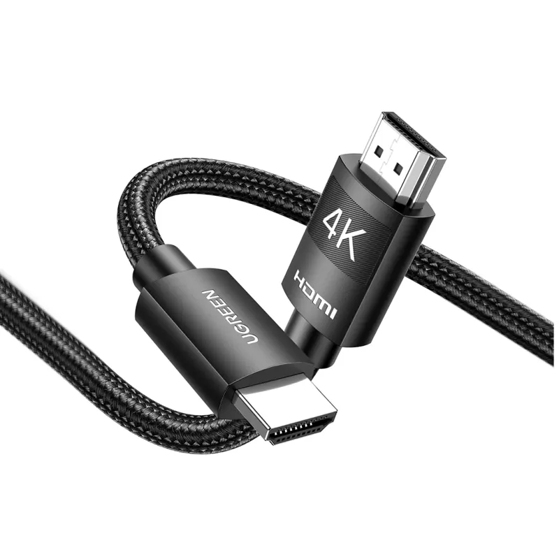 كابل شاشة وعرض HDMI يوجرين UGREEN بسلك مضفر متين يدعم دقة 4K مع HDR (متوفر بعدة خيارات أطوال من 1م إلى 10 أمتار) - أسود