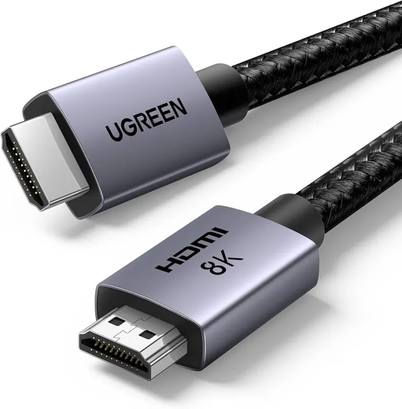 كابل شاشة وعرض HDMI 2.1 فائق السرعة يوجرين UGREEN بهيكل معدني يدعم 8K @ 60Hz و 4K @ 120Hz للألعاب والكونسول (متوفر بعدة خيارات أطوال من 1م إلى 5 أمتار)