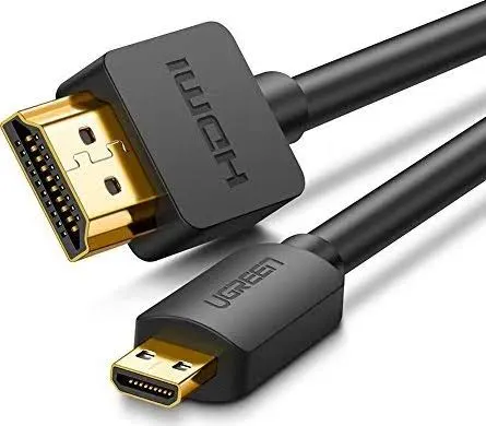 كابل شاشة وعرض مايكرو إتش دي إم آي Micro HDMI إلى HDMI قياسي يوجرين UGREEN بدقة 4K (متوفر بطول 1.5م و 3 أمتار) - أسود