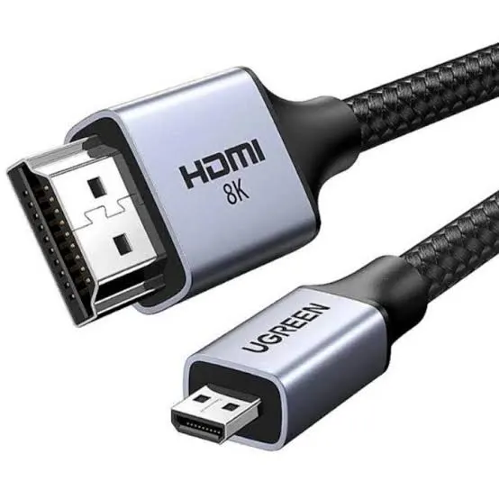 كابل شاشة مايكرو إتش دي إم آي Micro HDMI إلى HDMI قياسي فائق الدقة 8K يوجرين UGREEN بهيكل ألمنيوم (متوفر بطول 1م و 2م)