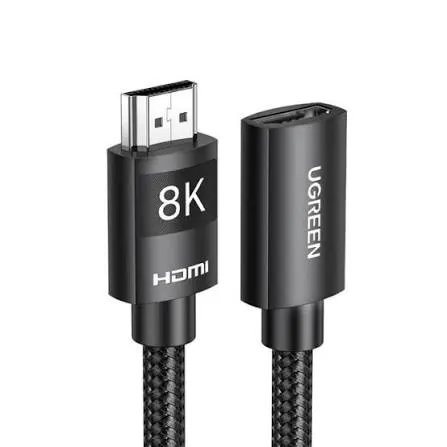 كابل تمديد وإطالة شاشة HDMI يوجرين UGREEN ذكر إلى أنثى يدعم دقة 8K (متوفر بطول 0.5م و 1م) - أسود